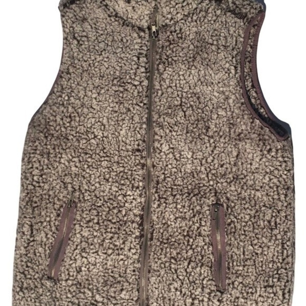 Thread Supply Sherpa Vest Women S Gray Zip‎ Pockets Fleece Lined Puffer